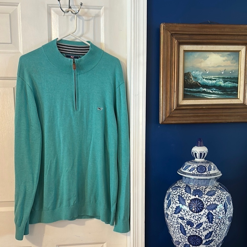 Men’s Vinyard Vines 100% Cotton Long Sleeve Quarter Zip Pullover Size XL